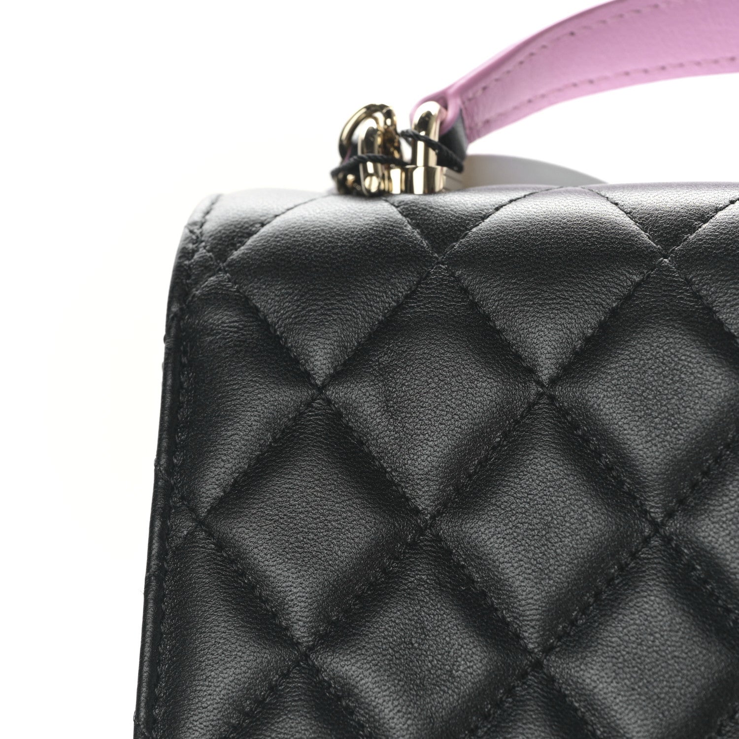 Chanel Lambskin Quilted Flap Phone Holder With Chain Black Lilac 11 of 12