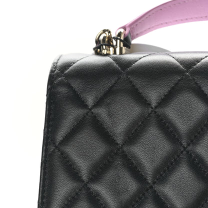Chanel Lambskin Quilted Flap Phone Holder With Chain Black Lilac 11 of 12