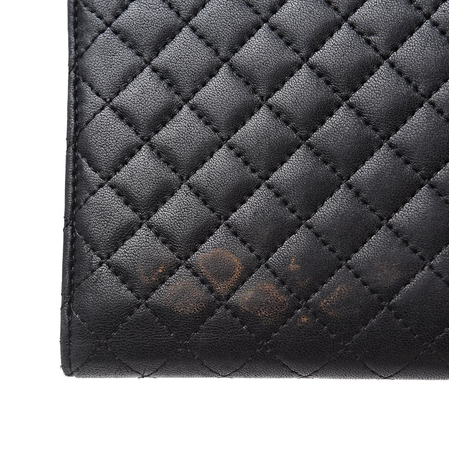Lambskin Micro Quilted Tri-Fold Wallet Black