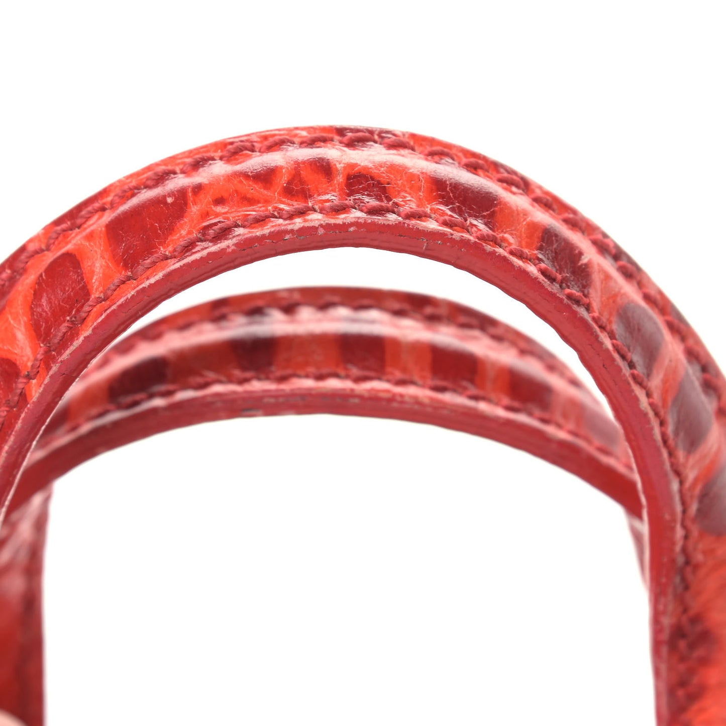 Calfskin Crocodile Embossed Micro Nightingale Red