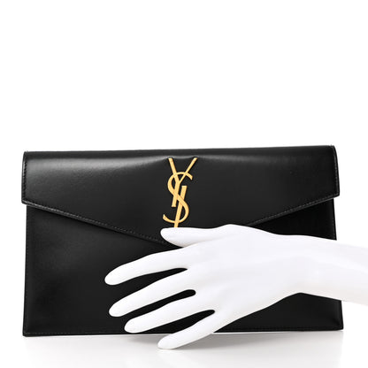 Saint Laurent Smooth Shiny Calfskin Monogram Uptown Pouch Black 2 of 7