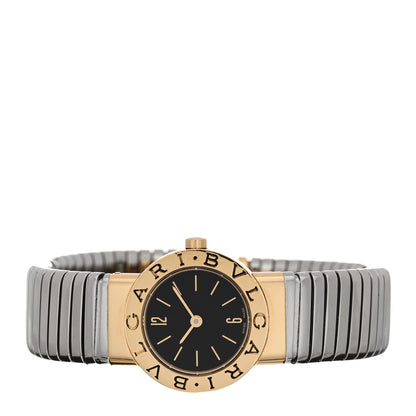 Bulgari Stainless Steel 18K Yellow Gold 23mm Tubogas Quartz Watch Black 2 of 5