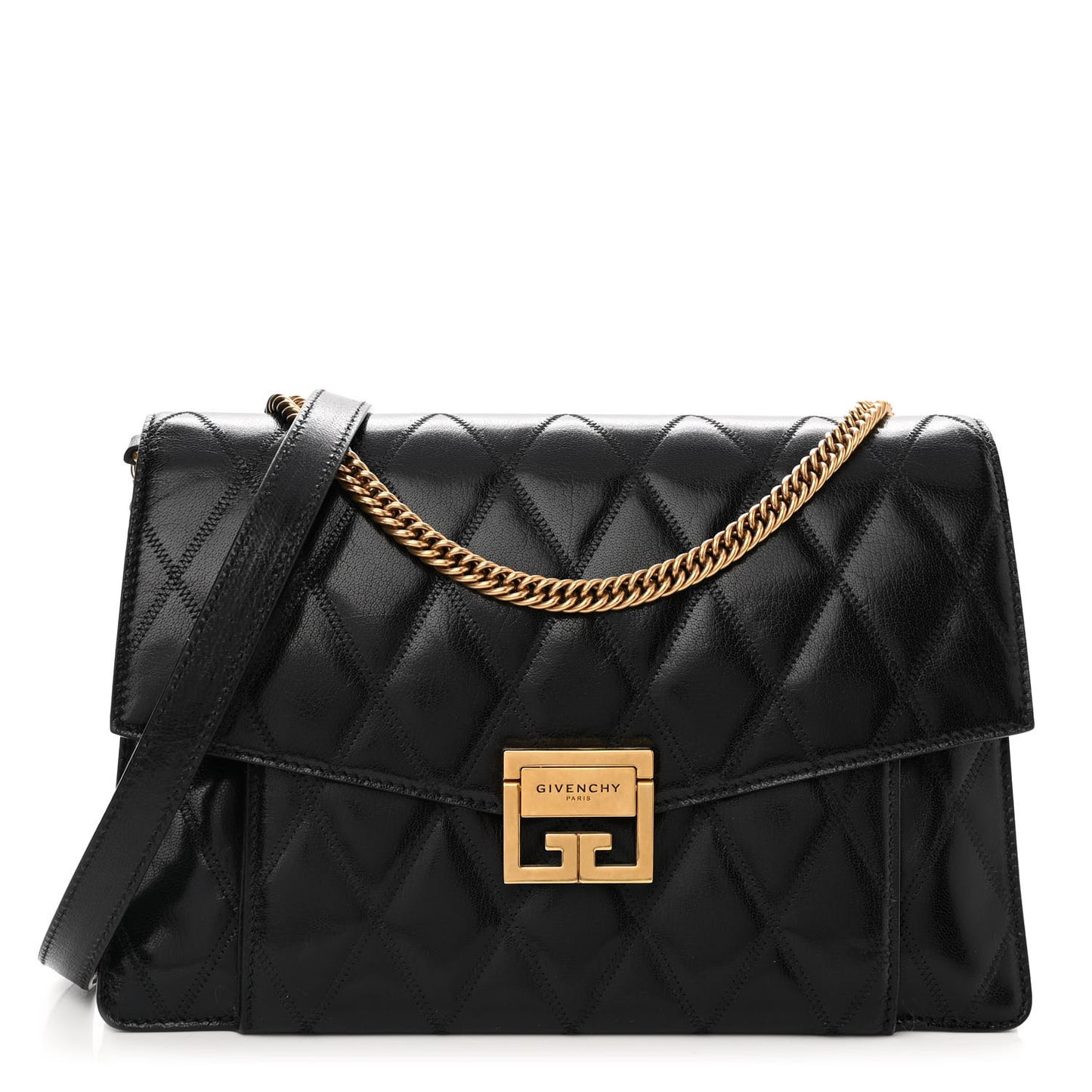 Goatskin Quilted Medium GV3 Shoulder Bag Black