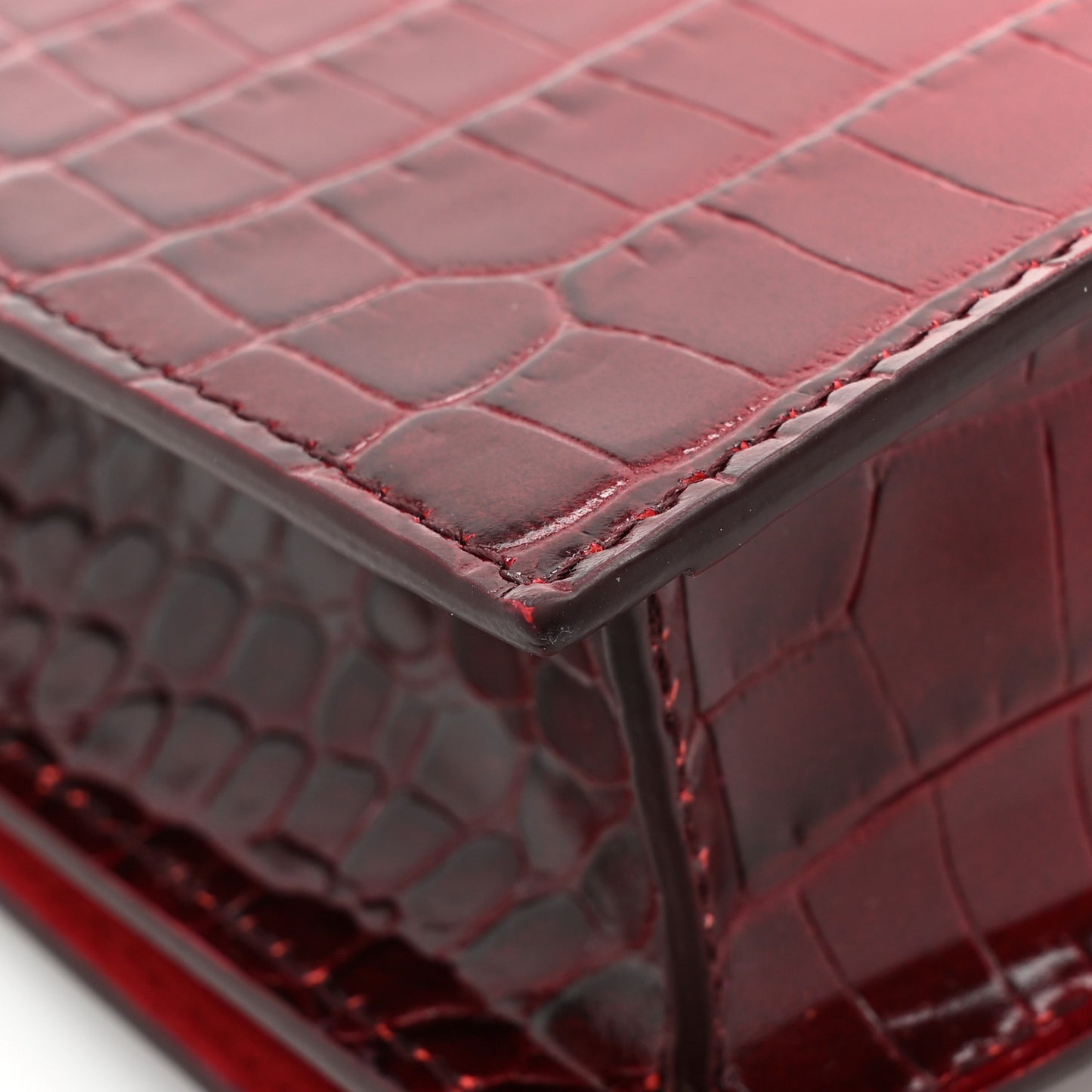 Calfskin Crocodile Embossed Skull Mini Crossbody Bag Red