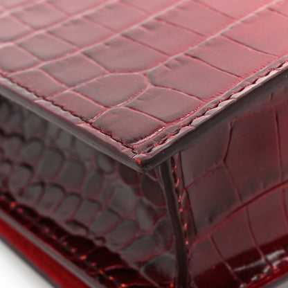 Alexander McQueen Calfskin Crocodile Embossed Skull Mini Crossbody Bag Red 11 of 12