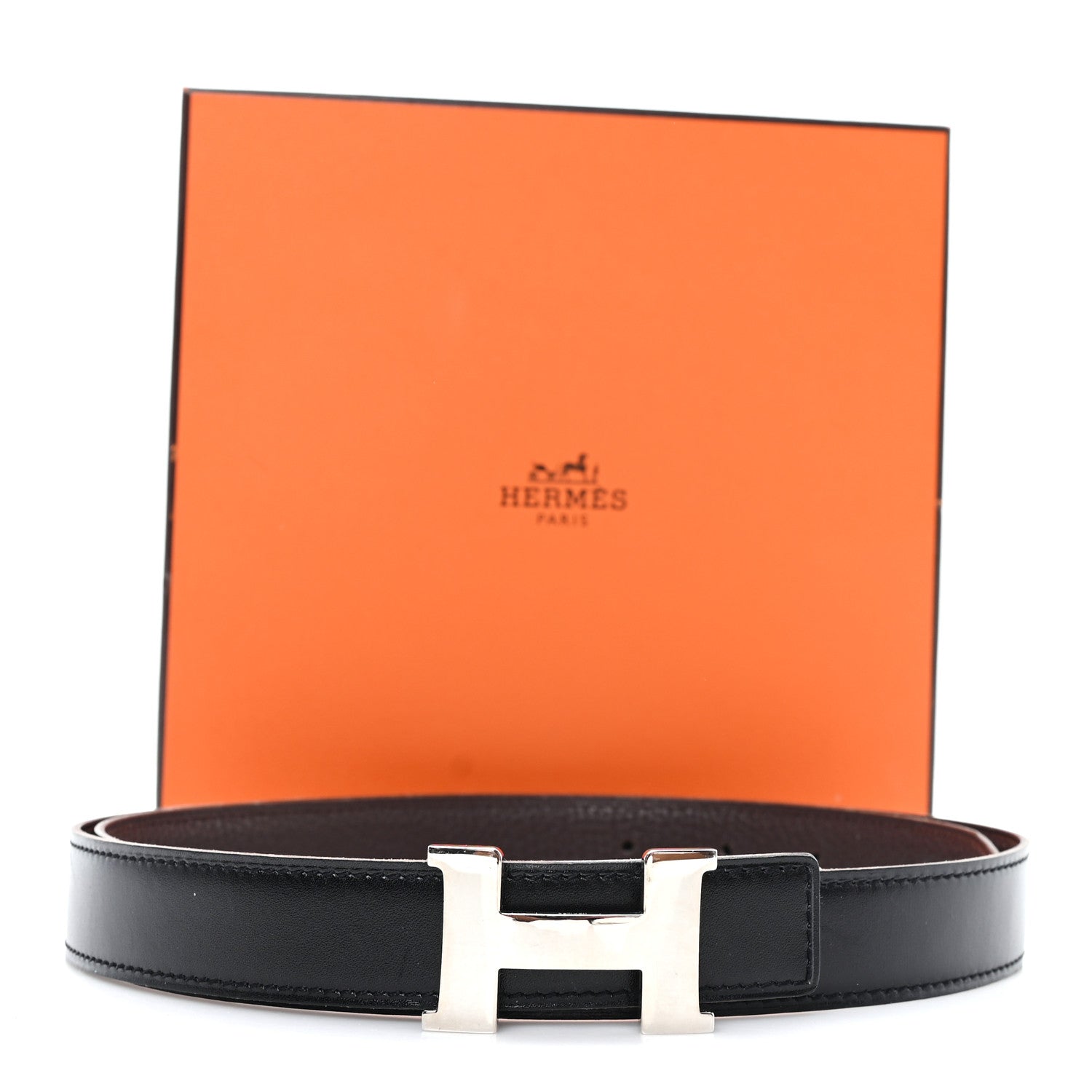 タイムセール【HERMES】HERMESベルト Hermes Mini Belt - 2 sided(Black/Orange) by Hermes - Pickle