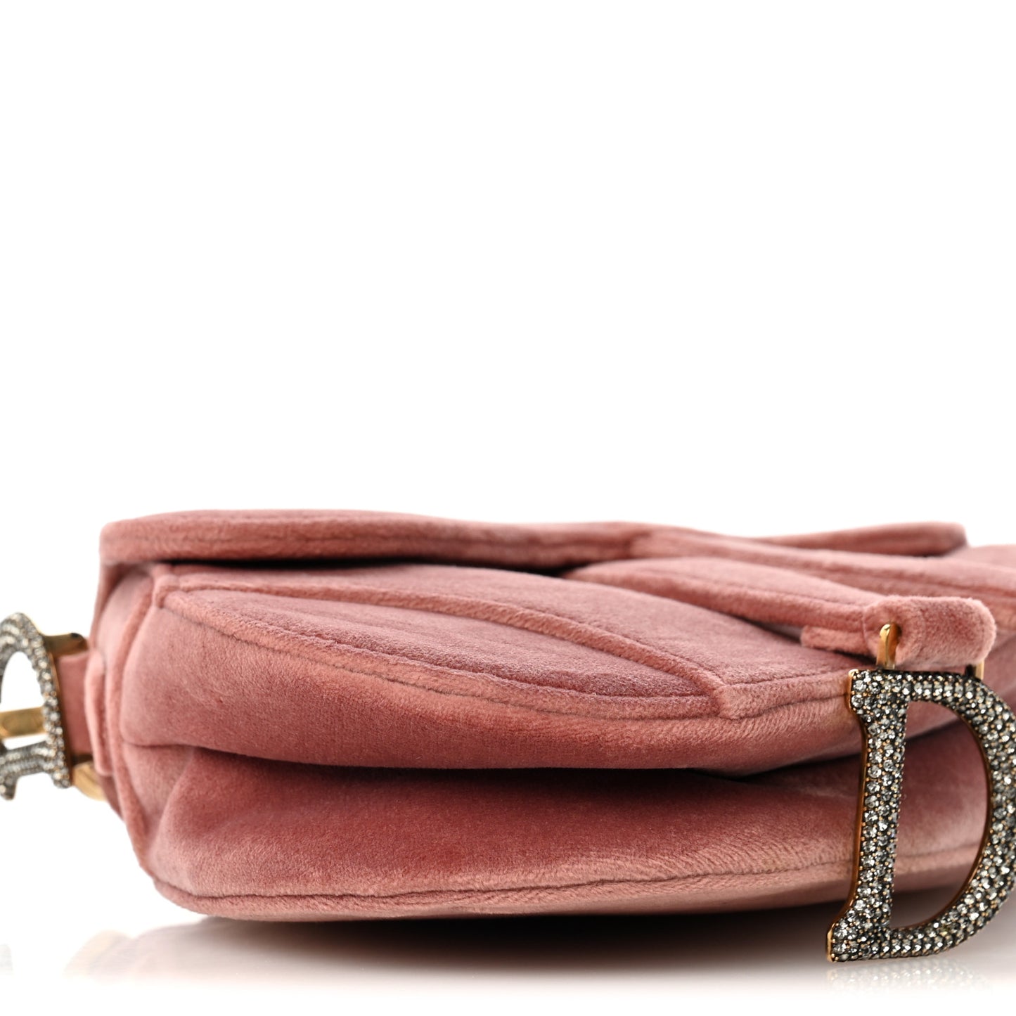 Velvet Crystal Mini Saddle Bag Pink