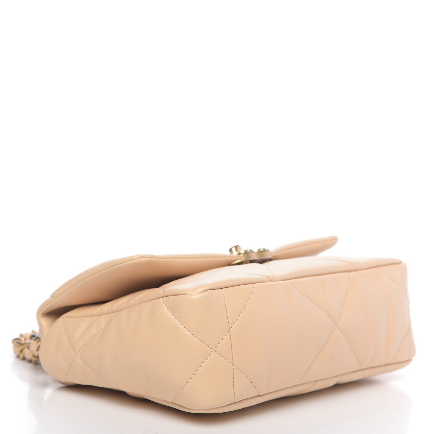 Shiny Goatskin Quilted Medium Chanel 19 Flap Beige