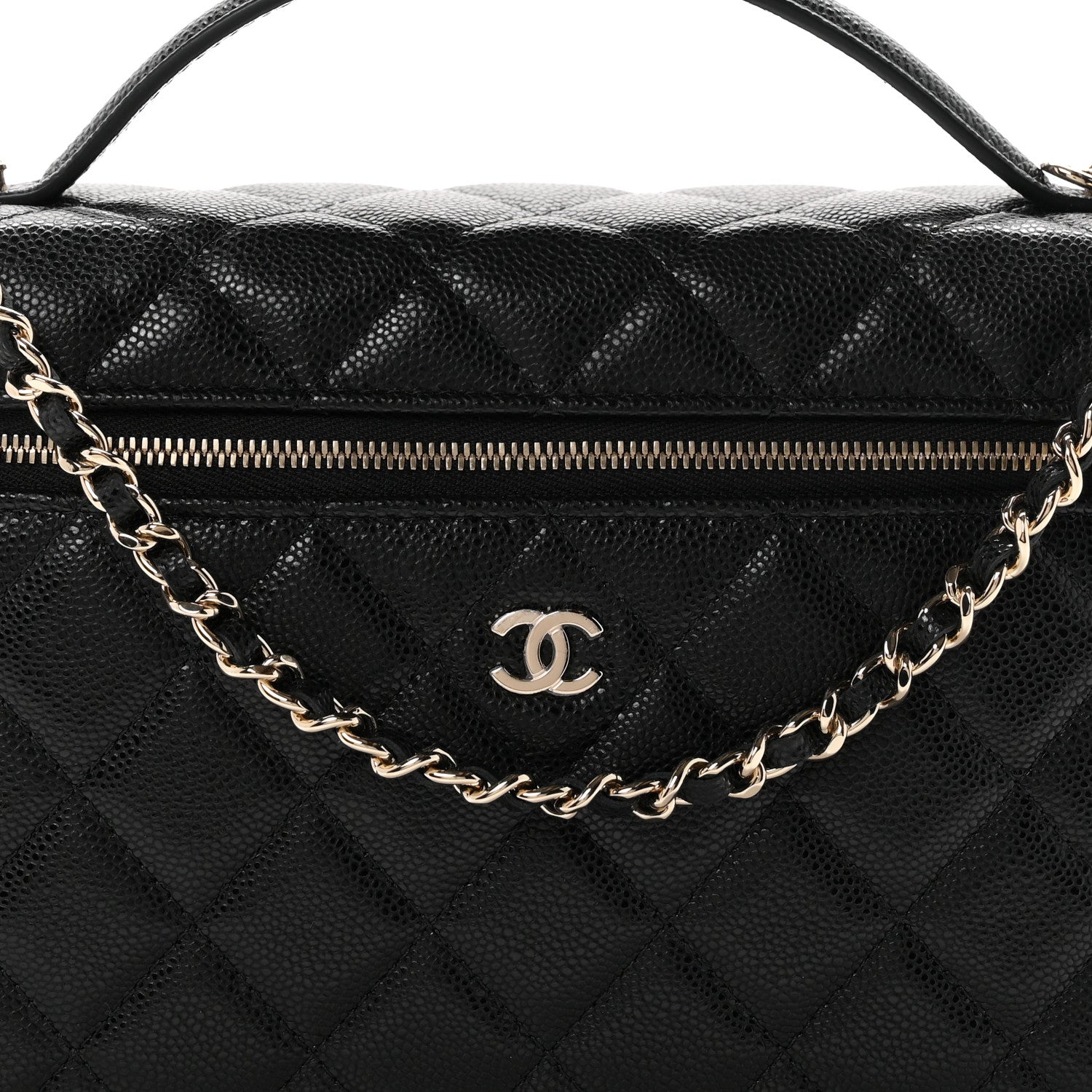 Chanel Caviar Quilted Large Top Handle Slim Vanity With Chain Black 7 of 9