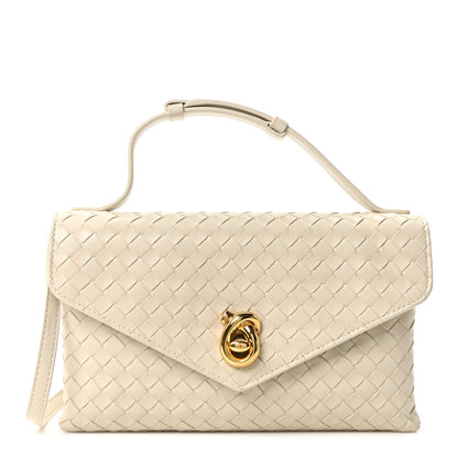 Bottega Veneta Nappa Intrecciato Knot Lock Top Handle Crossbody Bag Sea Salt 1 of 10