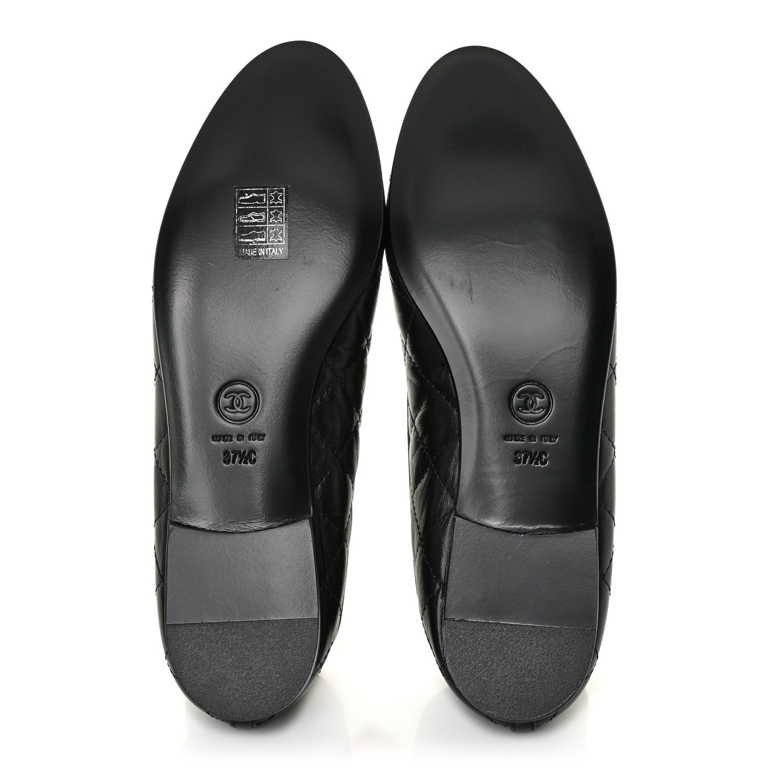 Chanel Aged Calfskin Quilted CC Cap Toe Ballerina Flats 37.5 Black 5 of 9