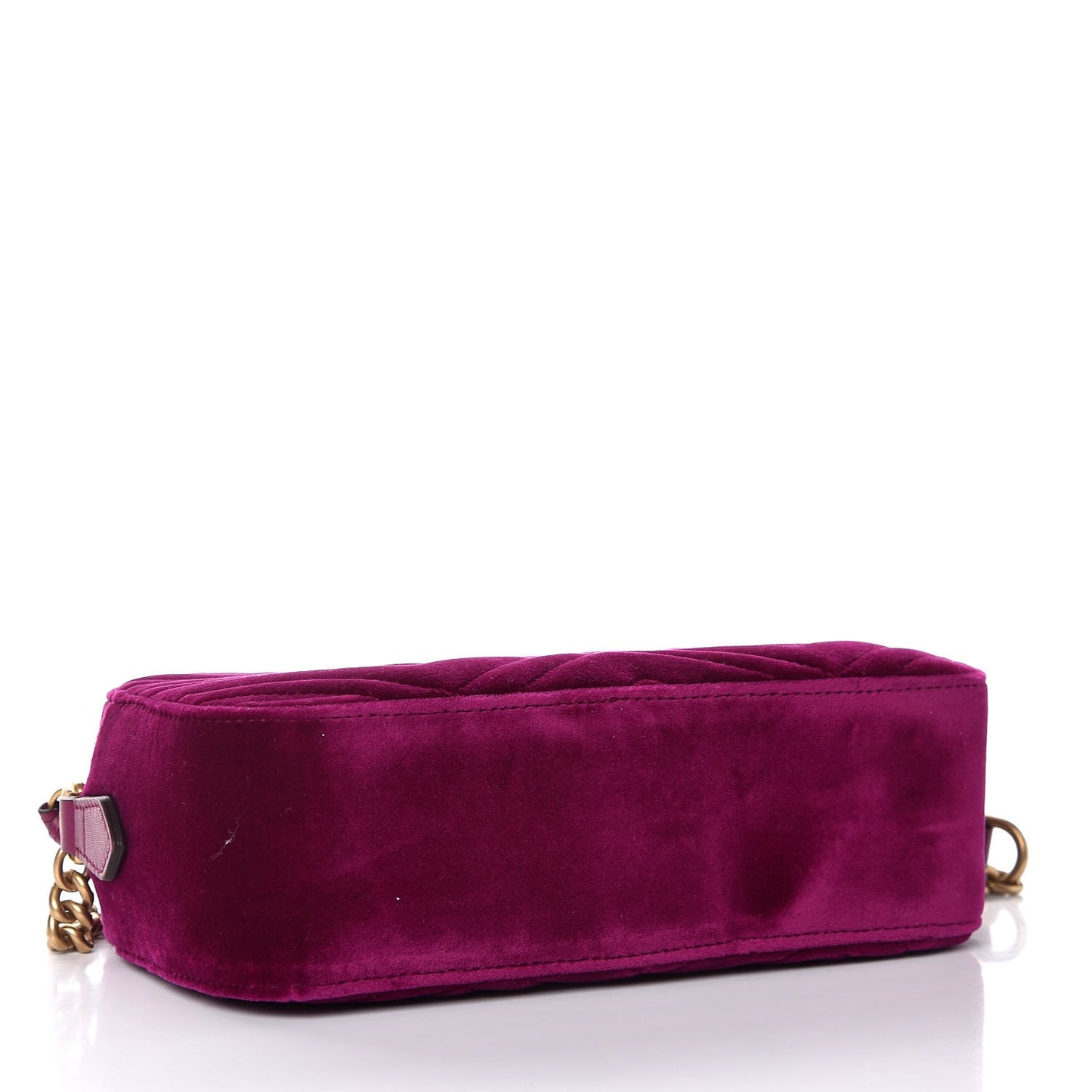 Velvet Matelasse Small GG Marmont Chain Shoulder Bag Fuchsia Violet Cyclamen