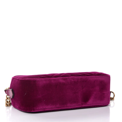 Gucci Velvet Matelasse Small GG Marmont Chain Shoulder Bag Fuchsia Violet Cyclamen 4 of 10