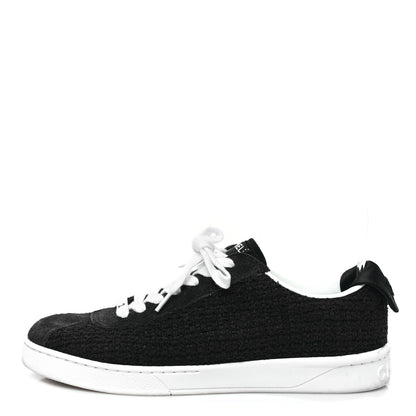 Chanel Tweed Suede Womens Sneakers 36.5 Navy 1 of 8