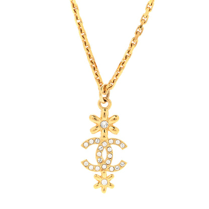 Chanel Crystal CC Flower Necklace Gold 4 of 7