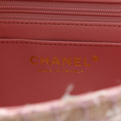 Chanel Tweed Quilted Mini Top Handle Rectangular Flap Light Pink 6 of 11
