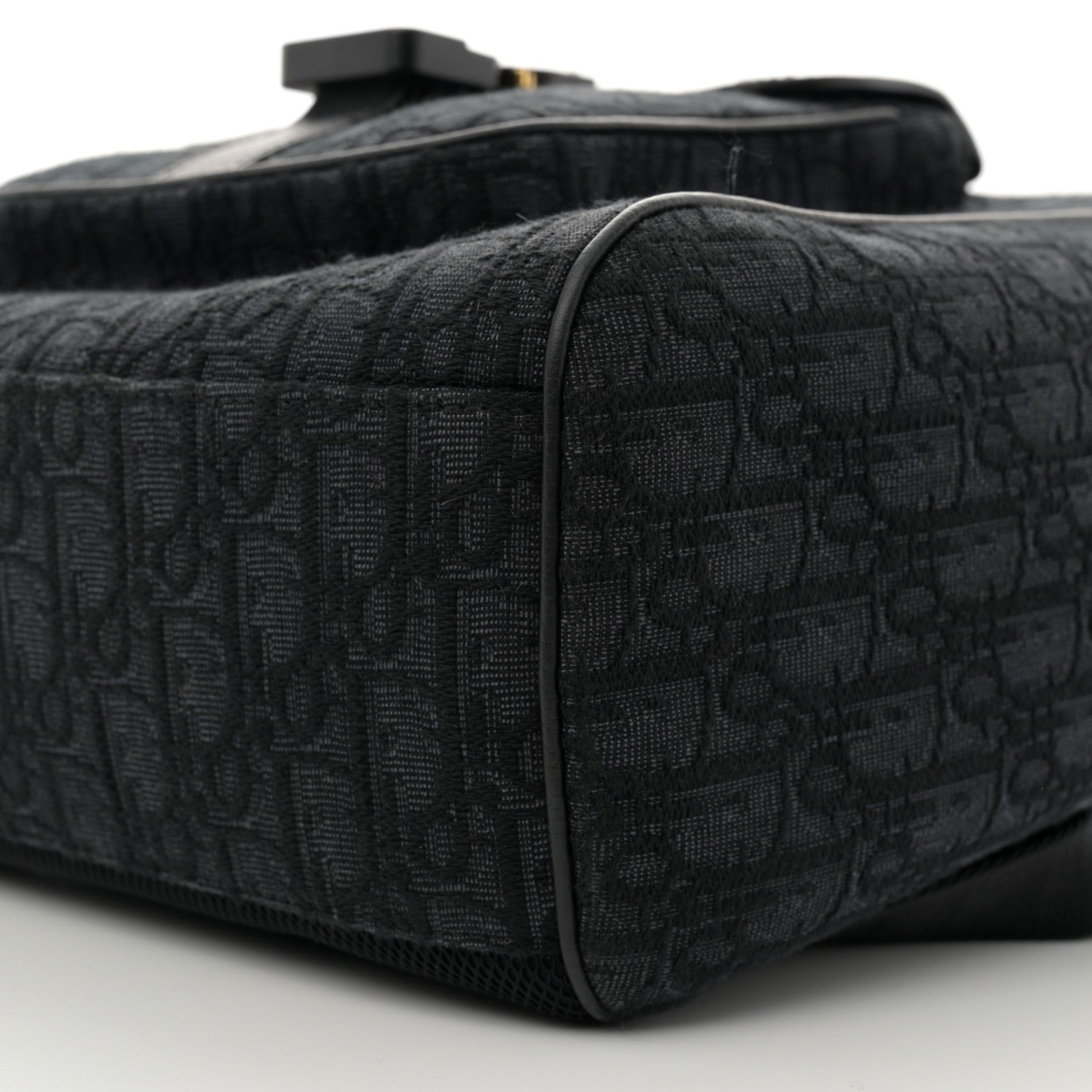 Christian Dior Oblique Jacquard Grained Calfskin Saddle Backpack With Flap Black 9 of 11