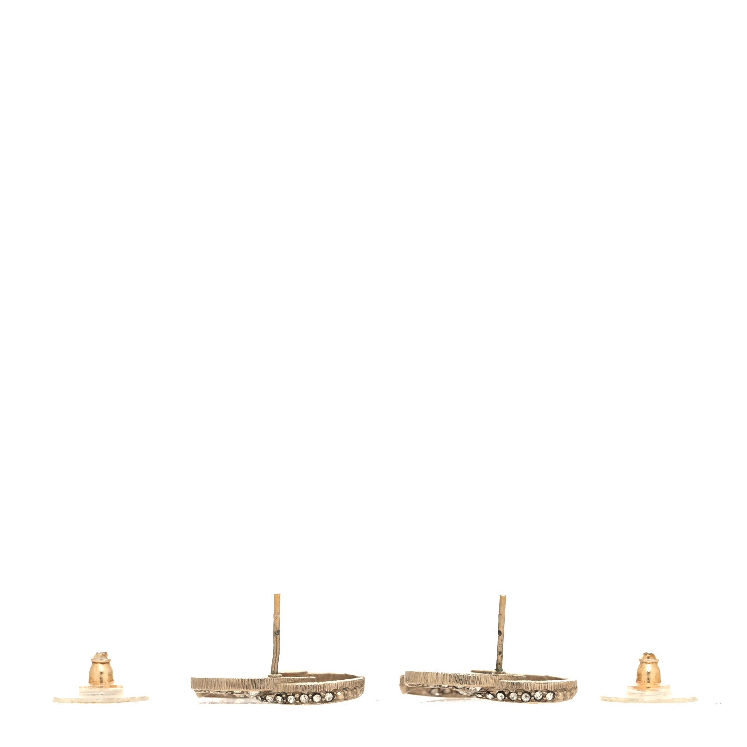 Chanel Crystal CC Moon Earrings Gold 3 of 5