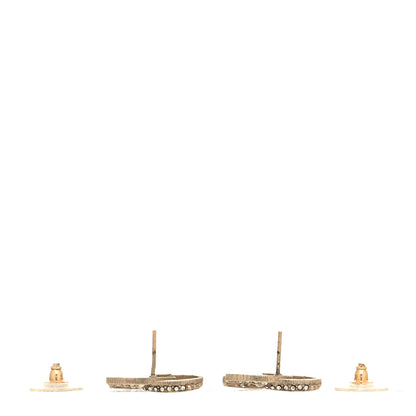 Chanel Crystal CC Moon Earrings Gold 3 of 5