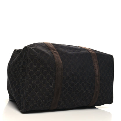 Gucci Denim Monogram Large Collapsible Carry On Duffle Bag Brown 3 of 13