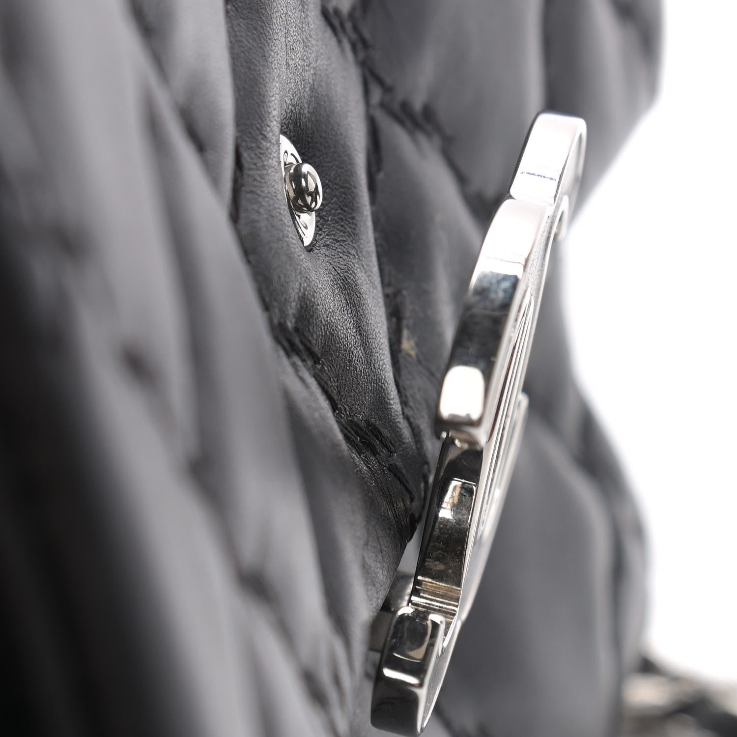 Chanel Calfskin Quilted Double Stitch Hamptons Clutch with Chain Black 9 of 10