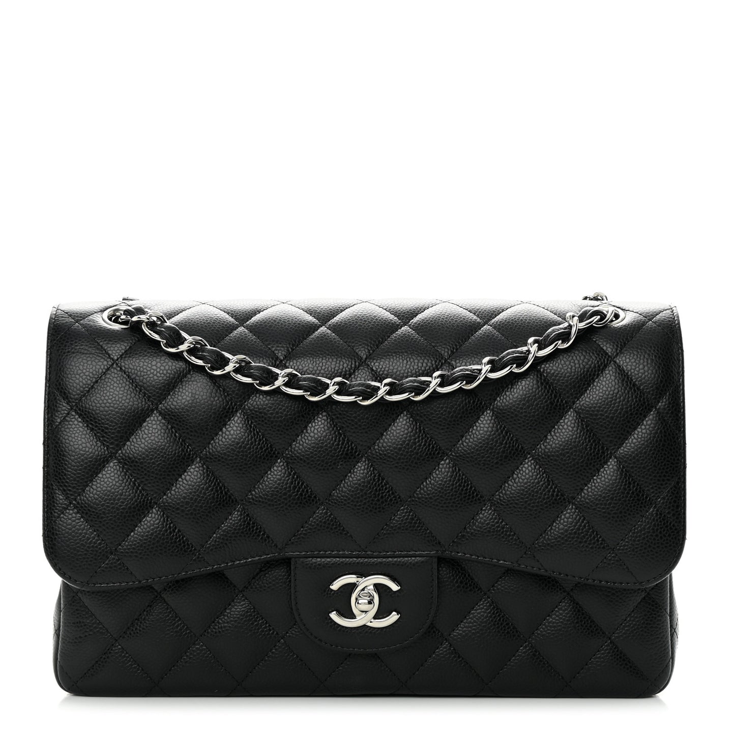 Caviar Quilted Jumbo Double Flap Black