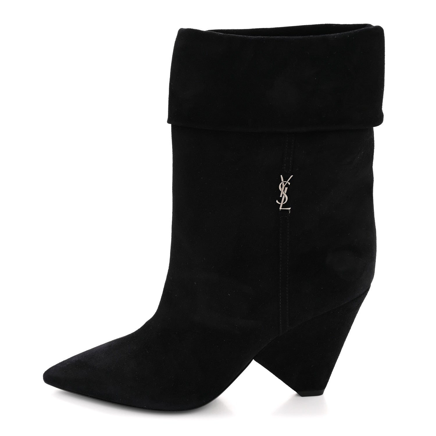 Saint Laurent Kid Scamosciato Niki 85 Wedge Booties 39.5 Black 1 of 10