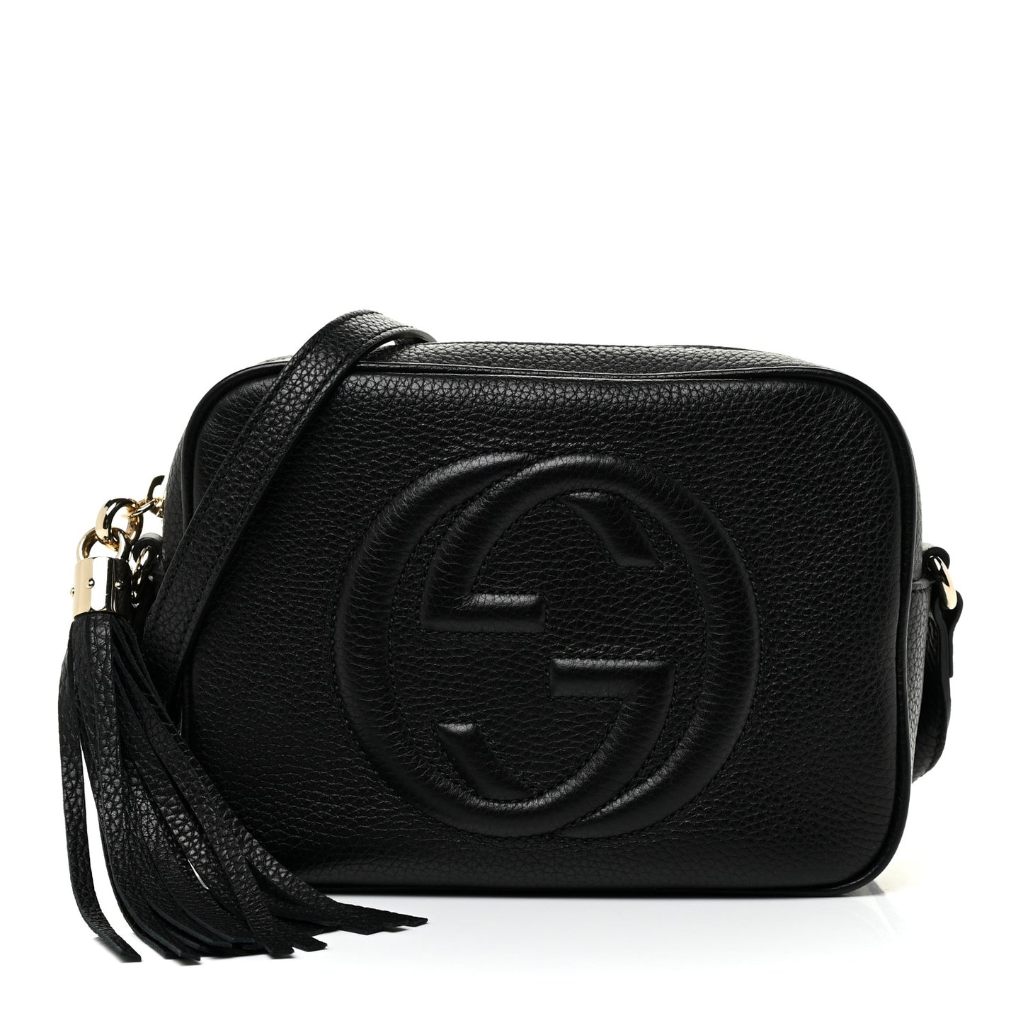 Pebbled Calfskin Small Soho Disco Bag Black