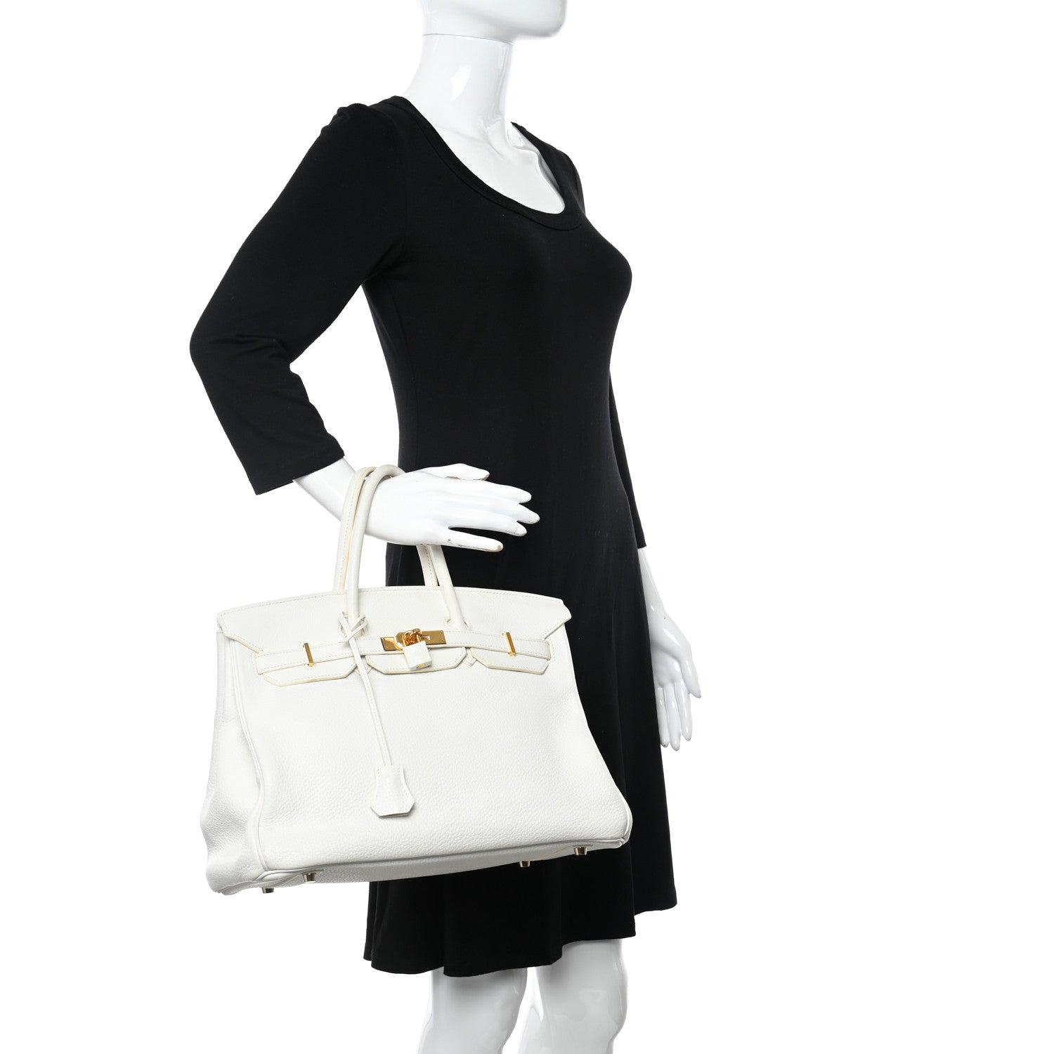 Hermes Taurillon Clemence Birkin 35 White 2 of 16