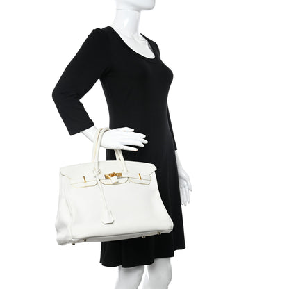 Hermes Taurillon Clemence Birkin 35 White 2 of 16