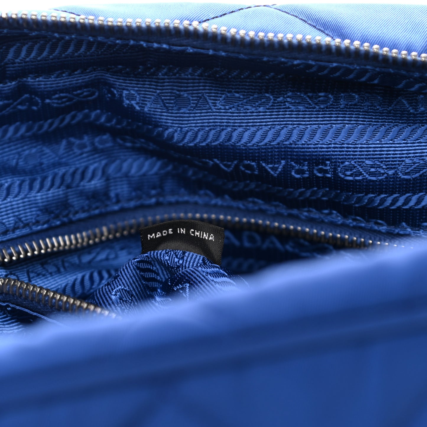 Nylon Tessuto Impuntu Quilted Shoulder Bag Bluette