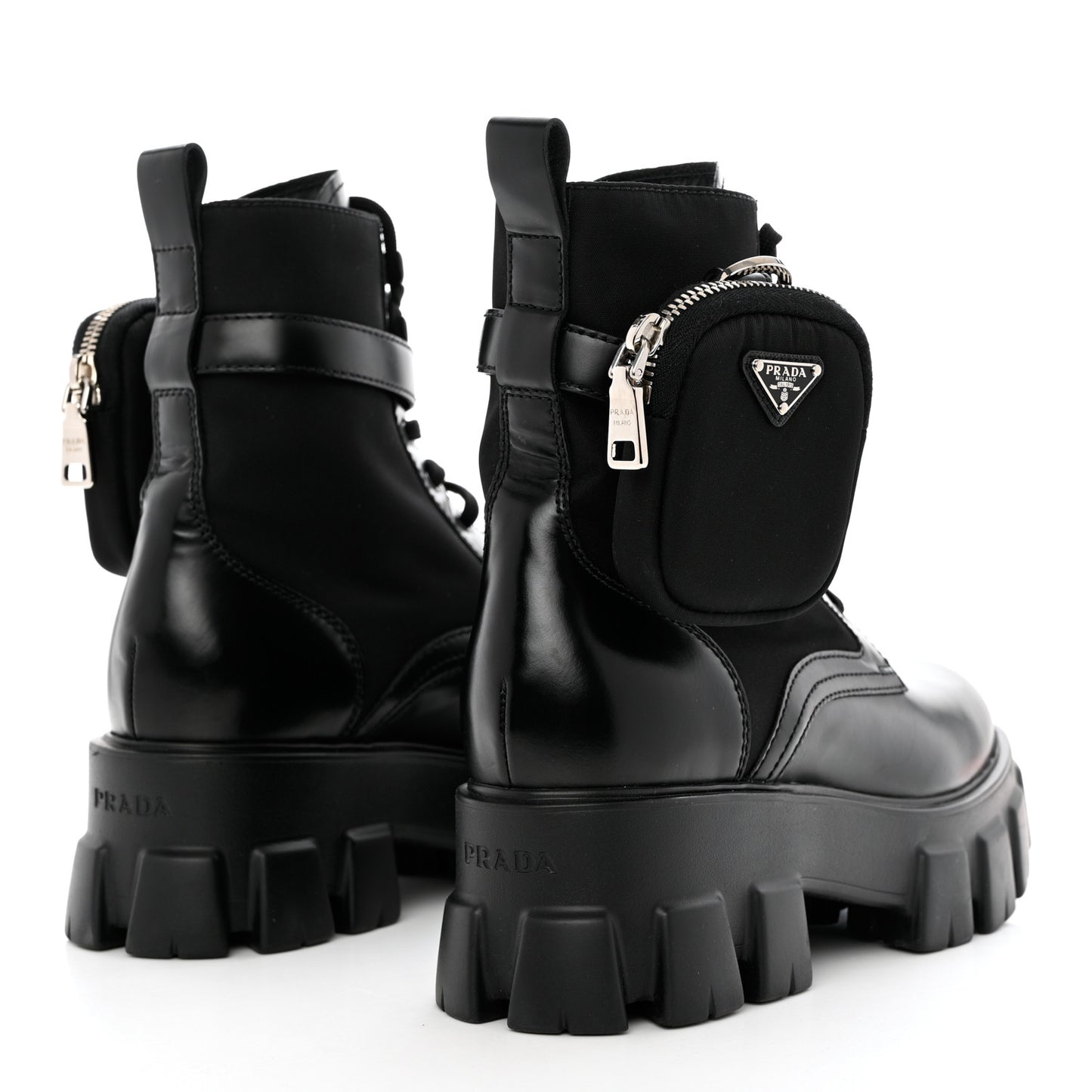 Spazzolato Rois Re-Nylon Metal Triangle Logo Monolith Pouch Pocket 55mm Boots 39.5 Black