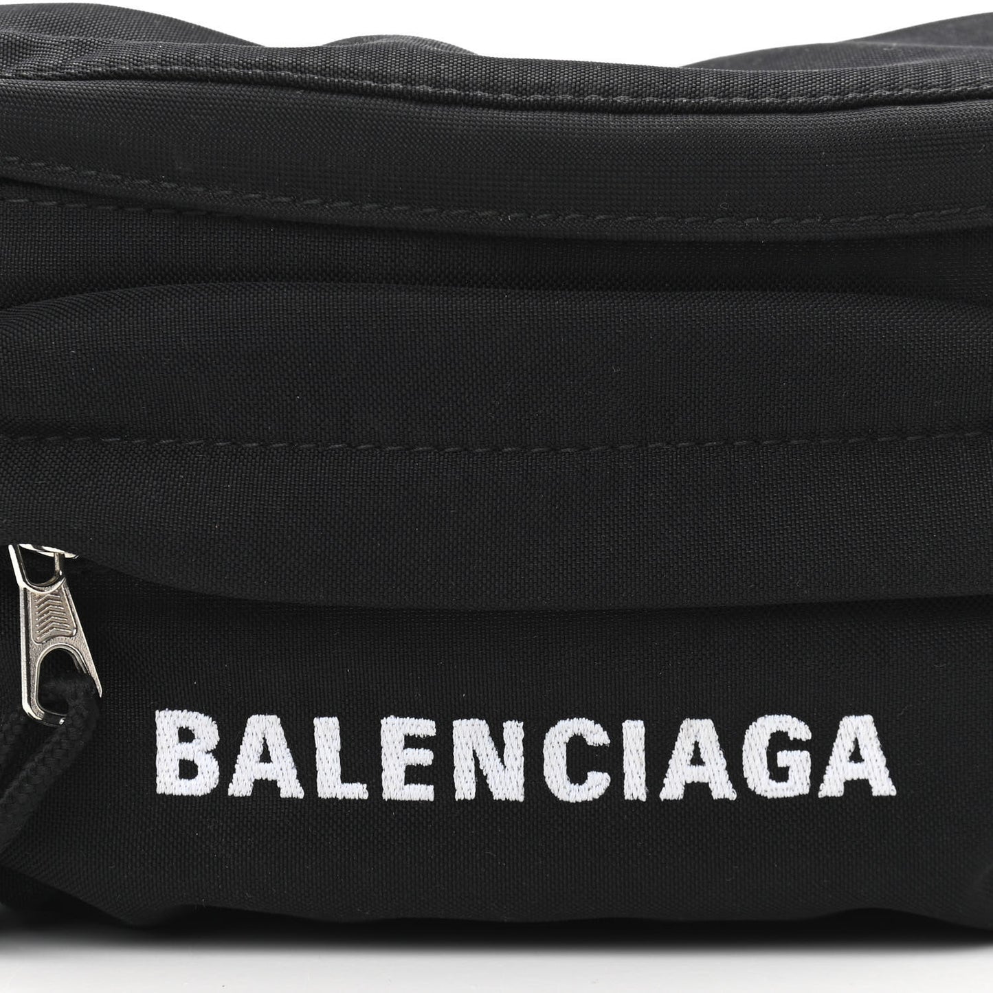 Sport Nylon Logo Embroidered Wheel Belt Bag Black White
