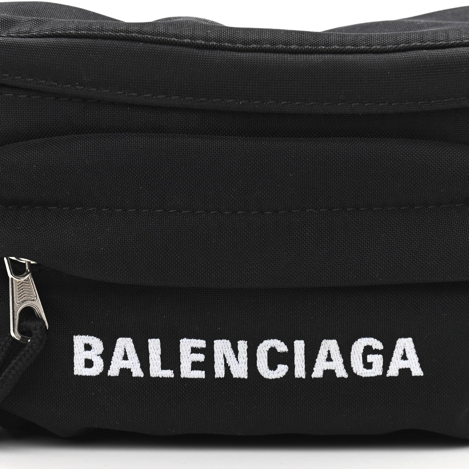 Balenciaga Sport Nylon Logo Embroidered Wheel Belt Bag Black White 8 of 11