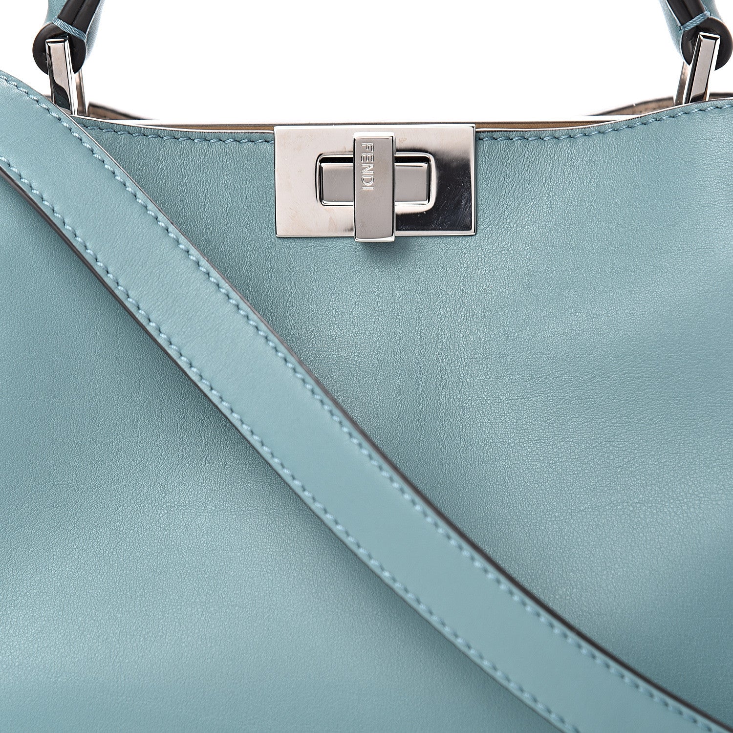 Fendi Vitello Tahiti Burro Bi-Color Medium Peekaboo Iconic Essentially Satchel Pound Sand Nuvola 9 of 11