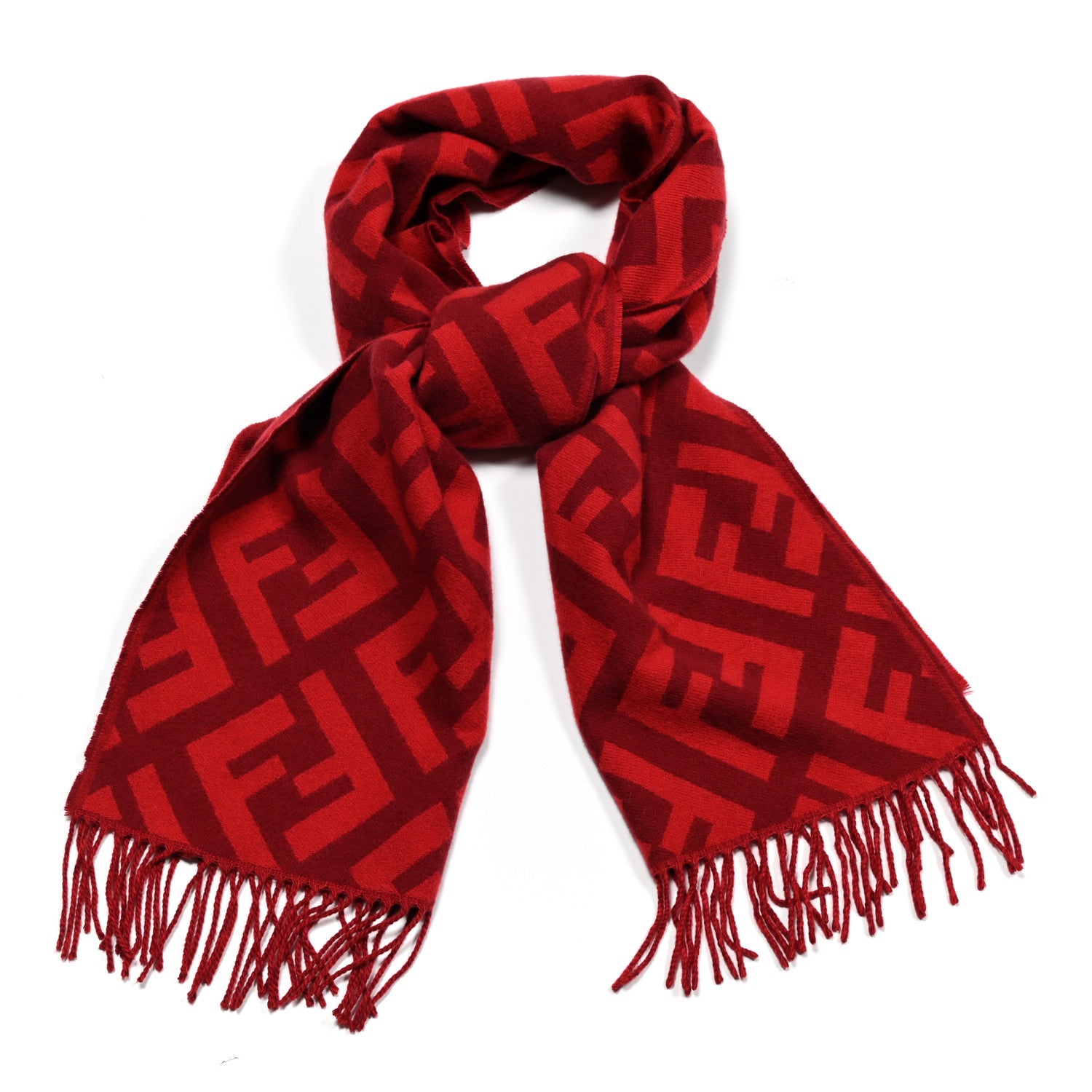 Fendi Wool Cashmere FF Scarf Red 1 of 4
