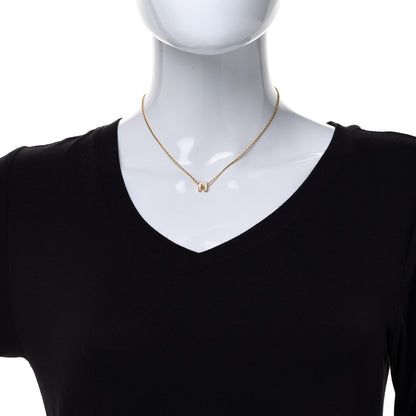 Hermes Lacquered Gold Mini Pop H Pendant Necklace White 2 of 7