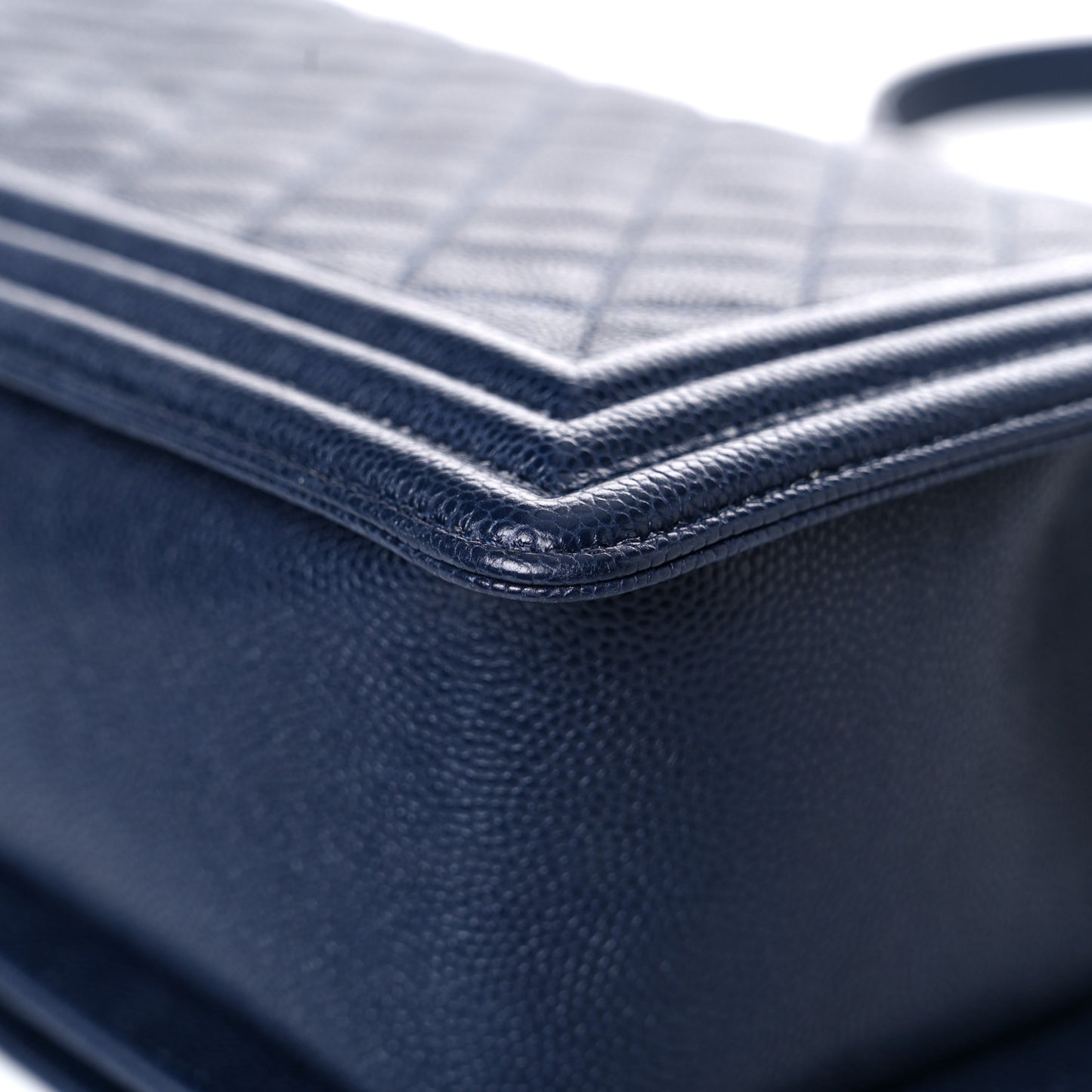 Caviar Quilted New Medium Boy Flap Dark Navy Blue