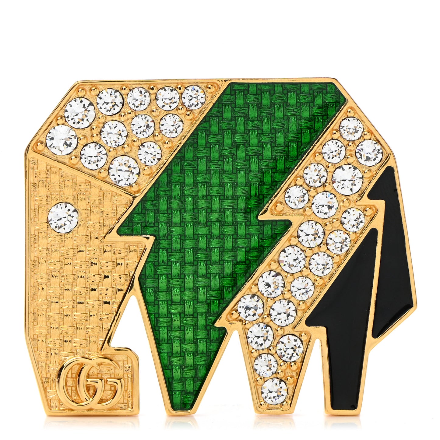 Crystal Elephant Brooch Green