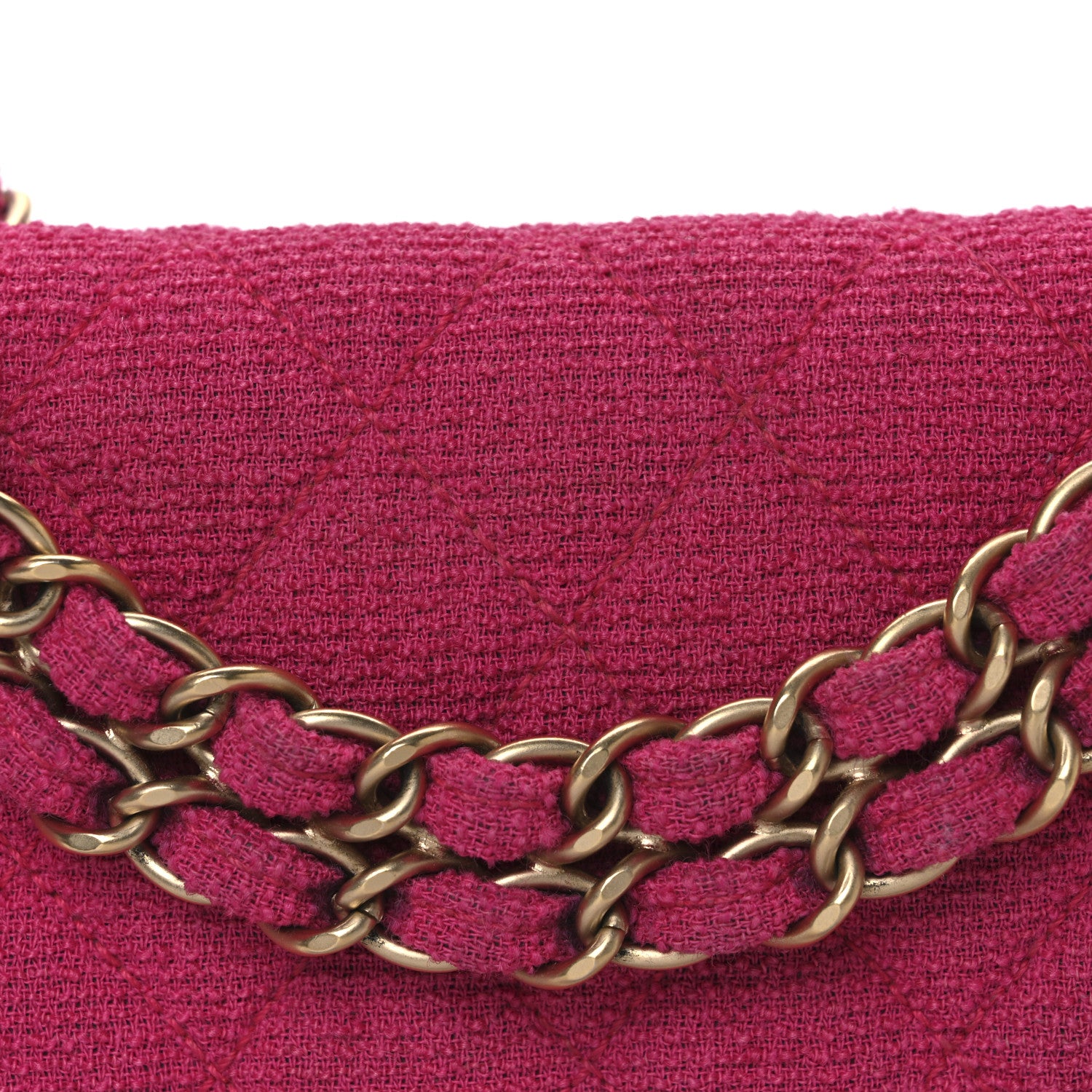 Chanel Tweed Quilted Medium Double Flap Fuchsia 8 of 14