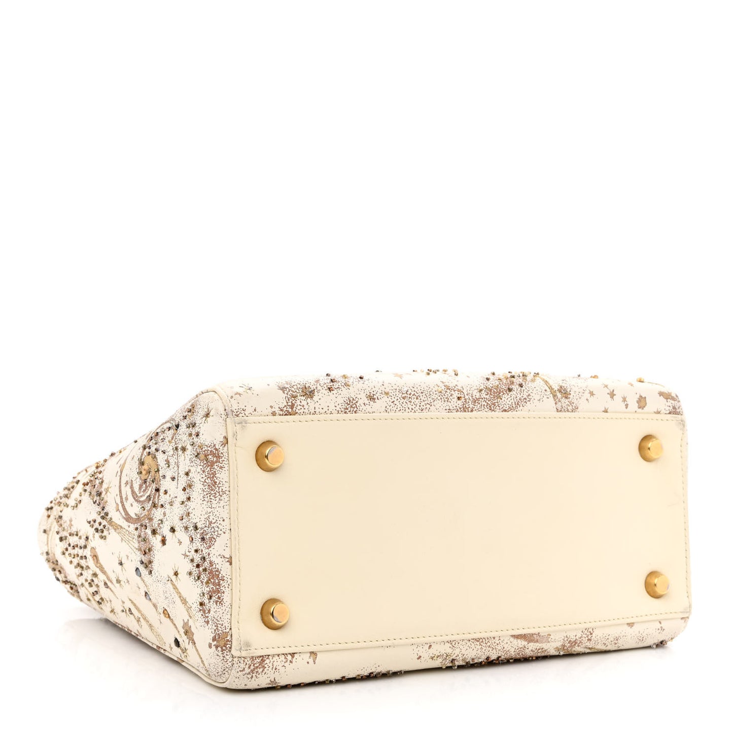 Smooth Calfskin Embroidered I Feel Blue Medium Lady Dior White Multicolor