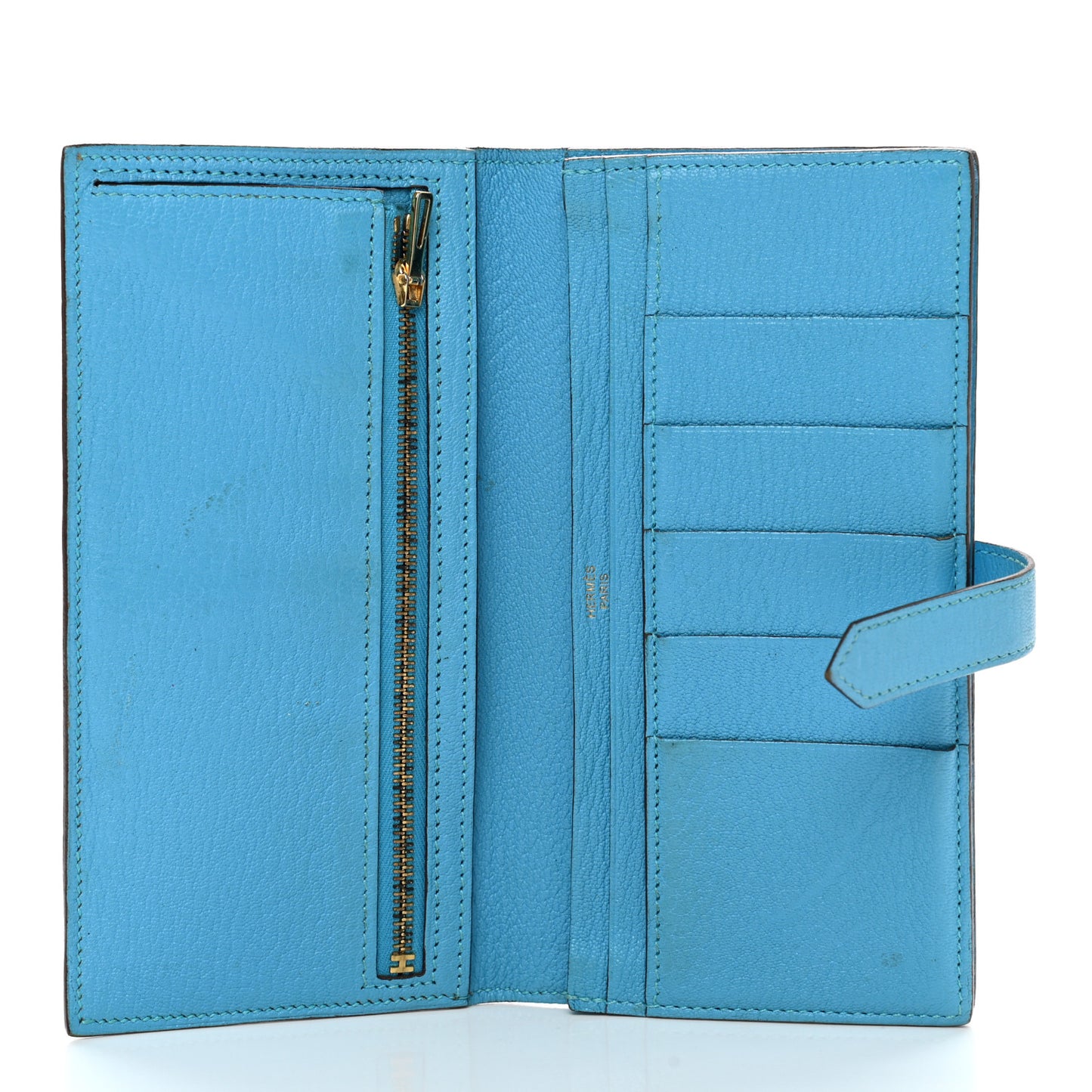 Chevre Mysore Bearn Gusset Wallet Bleu Azteque