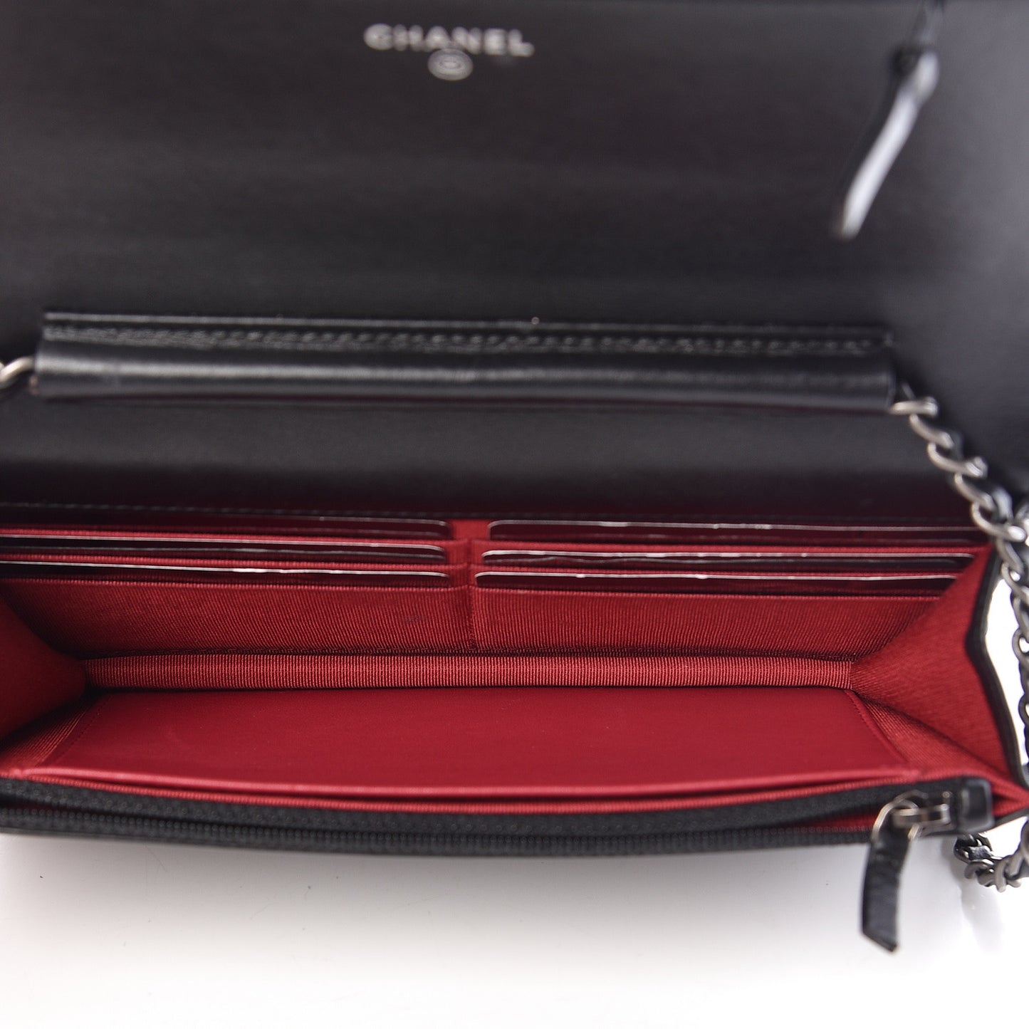 Aged Calfskin Quilted Gabrielle Wallet On Chain WOC Black
