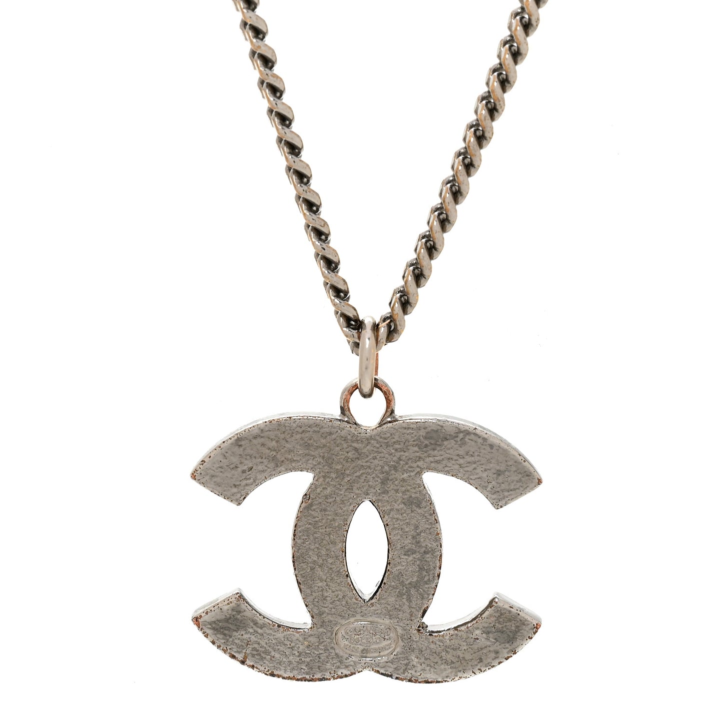 Crystal CC Pendant Necklace Silver