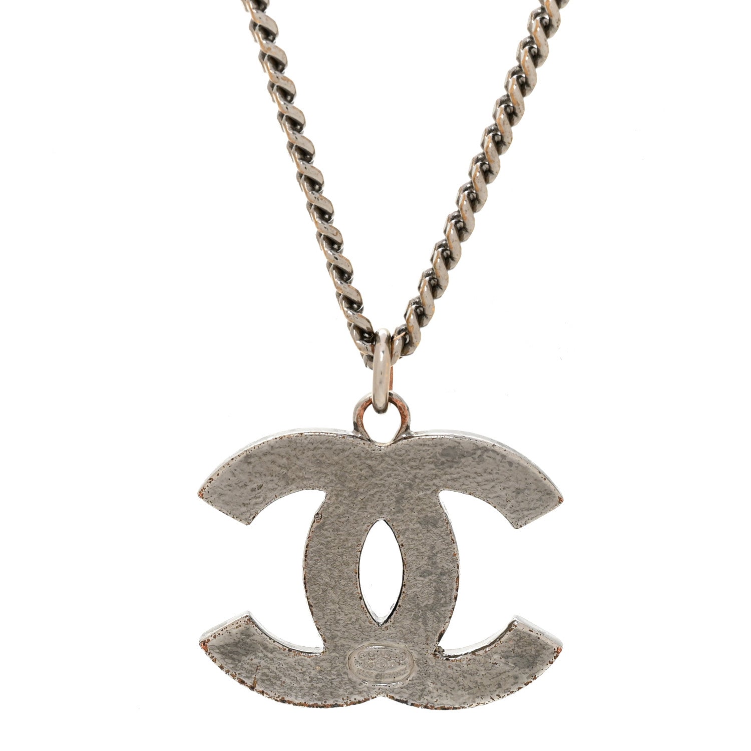 Chanel Crystal CC Pendant Necklace Silver 5 of 6
