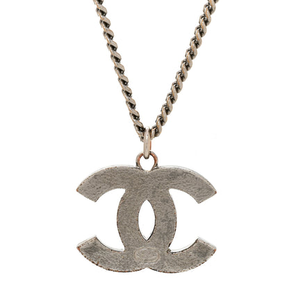 Chanel Crystal CC Pendant Necklace Silver 5 of 6
