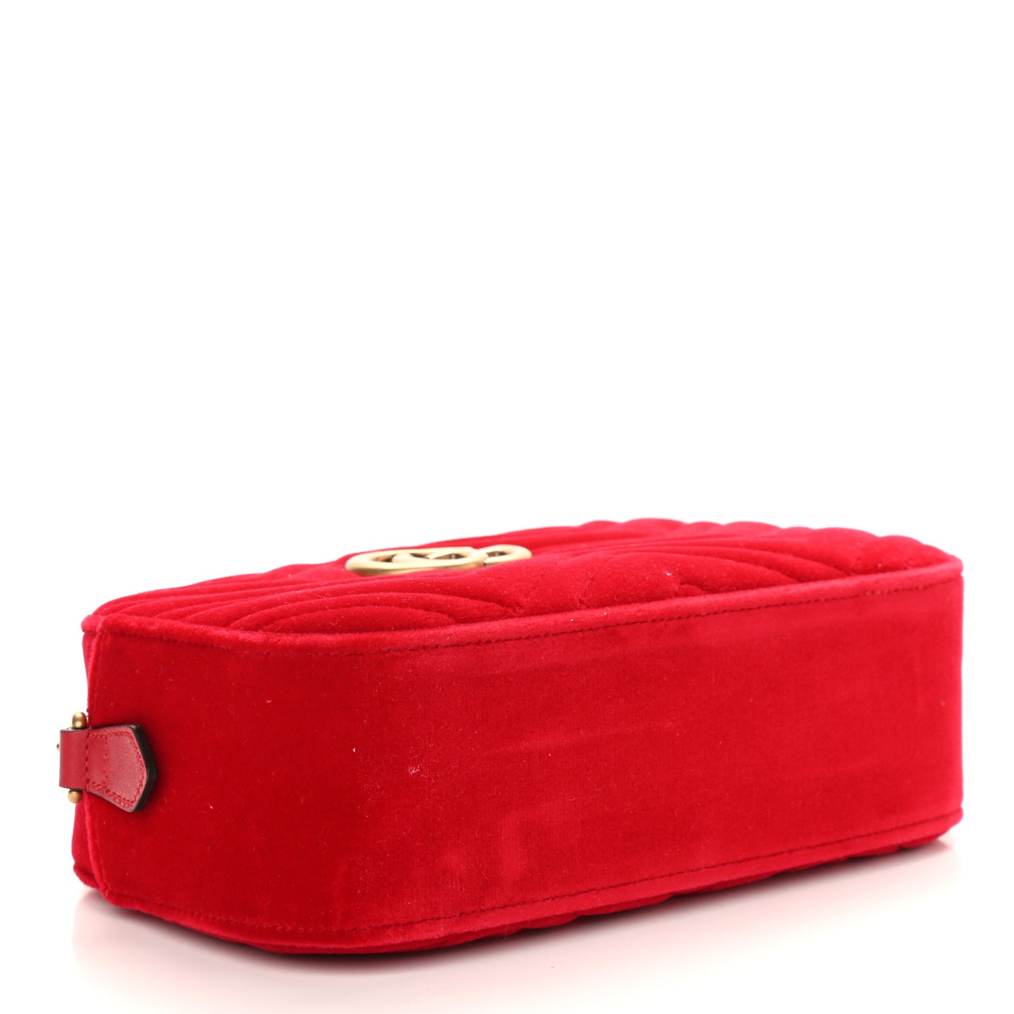 Velvet Matelasse Small GG Marmont Chain Shoulder Bag Hibiscus Red