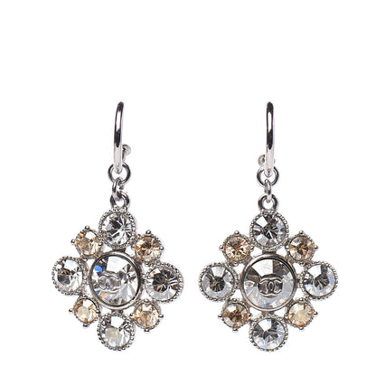 Chanel Crystal CC Dangle Earrings Silver 1 of 5
