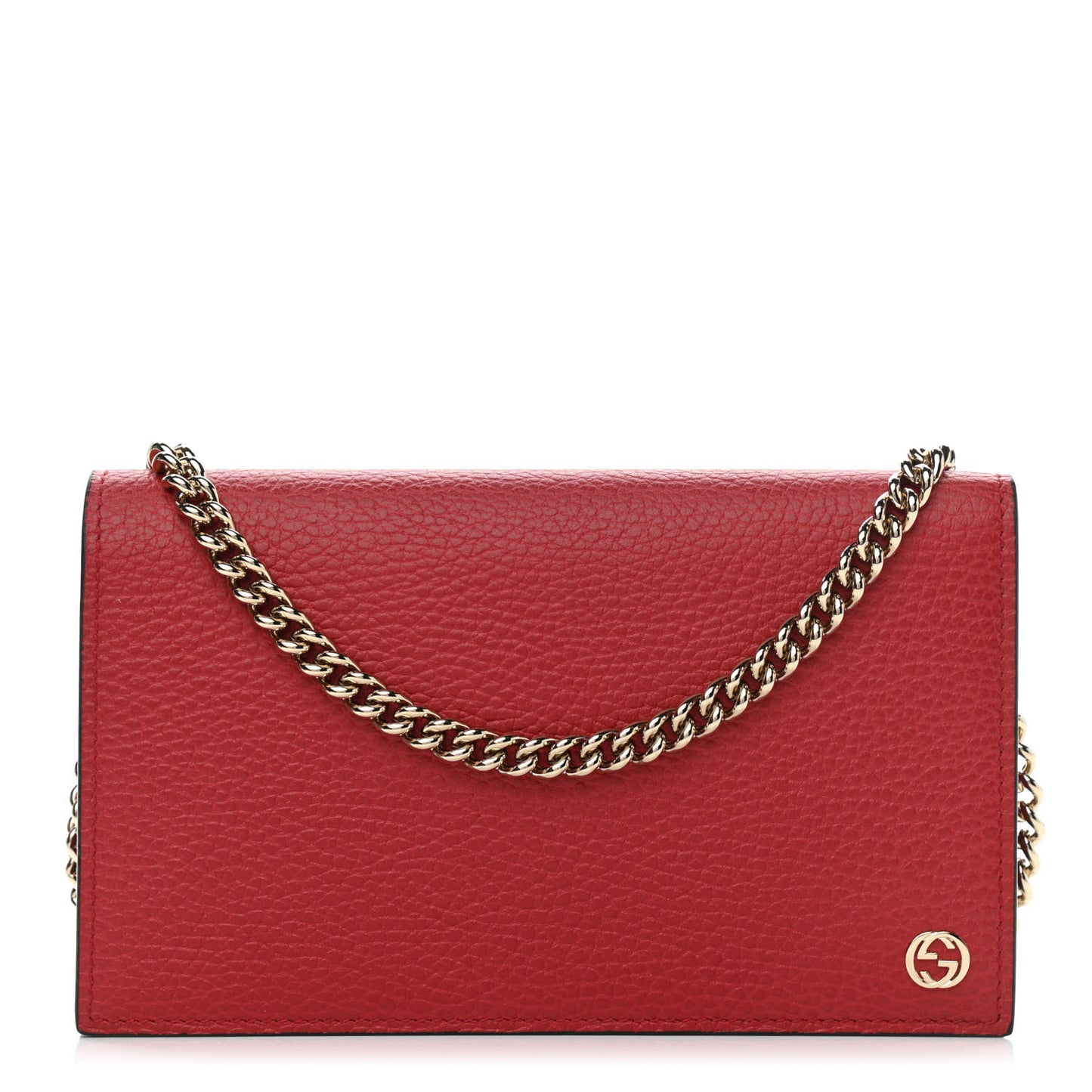 Dollar Calfskin Medium Betty Chain Wallet Red