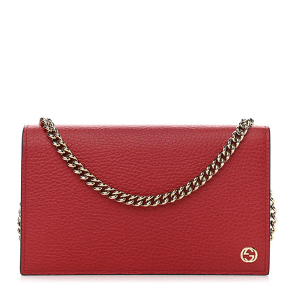 Gucci Dollar Calfskin Medium Betty Chain Wallet Red 1 of 11